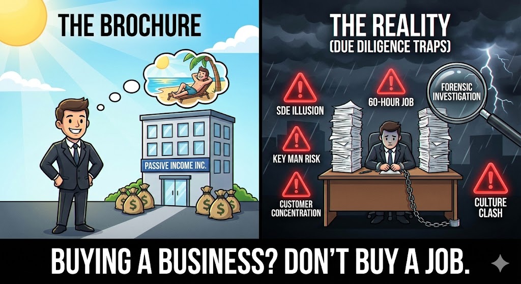 Buying a Business? 6 Due Diligence Traps That Turn Profits Into a 60-Hour Job