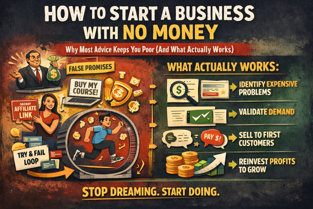 How to Start a Business with No Money: Why Most Advice Keeps You Poor (And What Actually Works)